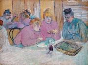 Henri  Toulouse-Lautrec The ladies in the brothel dining-room Spain oil painting artist